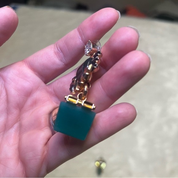 Elizabeth Cole statement earrings with black, and green coloring - post back - Picture 2 of 4